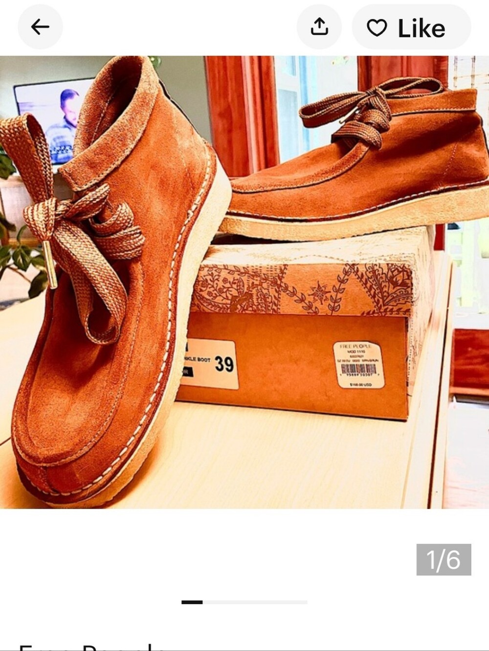 Free People Chestnut Brown Suede Moccasin Boots Woman's